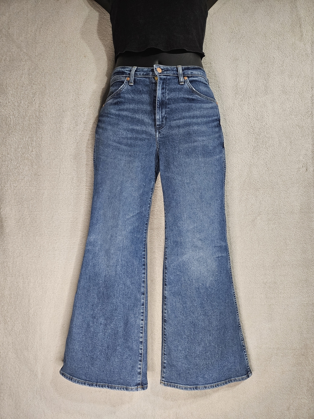 Wrangler Medium Blue High-Rise Wide Leg Jeans